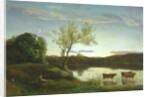 A Pond with three Cows and a Crescent Moon, c.1850 by Jean Baptiste Camille Corot
