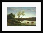A Pond with three Cows and a Crescent Moon, c.1850 by Jean Baptiste Camille Corot