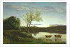 A Pond with three Cows and a Crescent Moon, c.1850 by Jean Baptiste Camille Corot