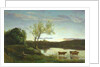 A Pond with three Cows and a Crescent Moon, c.1850 by Jean Baptiste Camille Corot