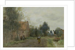 Sin near Douai, Village Street in the Morning, Grey Weather, 1872 by Jean Baptiste Camille Corot
