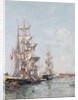 Three-masted Boats at the Quay in Deauville Harbour, c.1888-89 by Eugene Louis Boudin