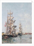 Three-masted Boats at the Quay in Deauville Harbour, c.1888-89 by Eugene Louis Boudin