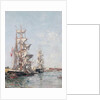 Three-masted Boats at the Quay in Deauville Harbour, c.1888-89 by Eugene Louis Boudin