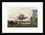 Haycart beside a River by Jean Baptiste Camille Corot