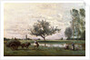 Haycart beside a River by Jean Baptiste Camille Corot