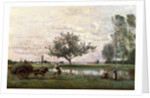 Haycart beside a River by Jean Baptiste Camille Corot
