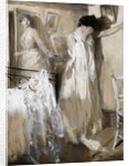 Eva listened aghast, then, sank against the wall sobbing desperately.... by Cyrus Cuneo