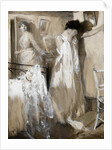 Eva listened aghast, then, sank against the wall sobbing desperately.... by Cyrus Cuneo