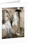 Eva listened aghast, then, sank against the wall sobbing desperately.... by Cyrus Cuneo