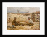Two British officers playing cards outside their dugout, Secteur de Bapaume, 1918-20 by Jean Jacques Berne-Bellecour