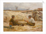Two British officers playing cards outside their dugout, Secteur de Bapaume, 1918-20 by Jean Jacques Berne-Bellecour