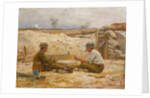 Two British officers playing cards outside their dugout, Secteur de Bapaume, 1918-20 by Jean Jacques Berne-Bellecour