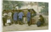 French soldiers and Bouquinistes along the Seine, 1917 by Ethel Hunter