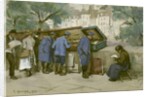 French soldiers and Bouquinistes along the Seine, 1917 by Ethel Hunter