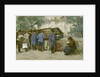 French soldiers and Bouquinistes along the Seine, 1917 by Ethel Hunter