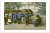 French soldiers and Bouquinistes along the Seine, 1917 by Ethel Hunter