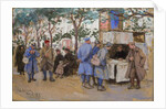 Soldiers at a News Stand, Paris, 1917 by Ethel Hunter