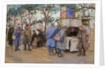 Soldiers at a News Stand, Paris, 1917 by Ethel Hunter