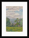 View through meadow and tree with valley beyond by Arthur Haythorne Studd