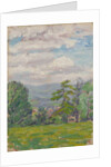 View through meadow and tree with valley beyond by Arthur Haythorne Studd
