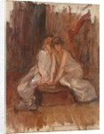 Two women sitted by a harp - c.1900 by Albert de Belleroche