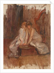 Two women sitted by a harp - c.1900 by Albert de Belleroche