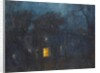 House at night with a single window lit by Albert de Belleroche