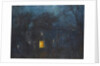House at night with a single window lit by Albert de Belleroche