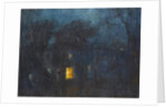 House at night with a single window lit by Albert de Belleroche