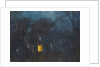 House at night with a single window lit by Albert de Belleroche