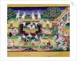 Merit making scene, page from a manuscript by Burmese School