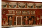 Wall painting depicting a singhalese house in the Subdharama Temple, Dehiwala by Sri Lankan School