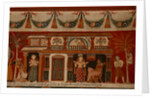 Wall painting depicting a singhalese house in the Subdharama Temple, Dehiwala by Sri Lankan School