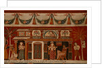 Wall painting depicting a singhalese house in the Subdharama Temple, Dehiwala by Sri Lankan School