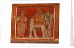 Wall painting of an elephant in the Subdharama Temple, Dehiwala by Sri Lankan School