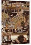 Detail of a mural depicting the Temple of the Emerald Buddha by School Thai