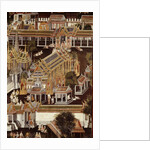 Detail of a mural depicting the Temple of the Emerald Buddha by School Thai