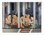 People eating at low round tables called Kantoke, mid 19th century by Thai School