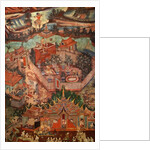 Detail of the murals of Viharn laikam portraying the Sang Thong Tales by Thai School