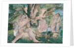 Three women and child bathing under a tree by Bernard Meninsky