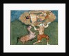 The white demon Akvan carries Rostam, son of Zal by School Persian