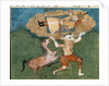 The white demon Akvan carries Rostam, son of Zal by School Persian