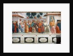 The Raising of the Son of Theophilus, the King of Antioch, and St. Peter Enthroned as First Bishop of Antioch, c.1427 and c.1480 by T. & Lippi F. Masaccio