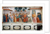 The Raising of the Son of Theophilus, the King of Antioch, and St. Peter Enthroned as First Bishop of Antioch, c.1427 and c.1480 by T. & Lippi F. Masaccio