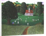 Cricket Match at St. Mary's Grange, Wilts, 1986 by Larry Smart