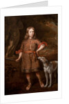 Portrait of a Boy as a Hunter Holding a Boar Spear with a Greyhound, mid-1670s by Jacques Vaillant