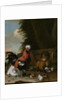 A Bantam Cockerel with Hens and Chicks in a Farmyard by Melchior de Hondecoeter
