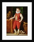 Portrait of a Young Nobleman with a Monkey and a Dog, c.1615 by Flemish School
