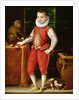 Portrait of a Young Nobleman with a Monkey and a Dog, c.1615 by Flemish School